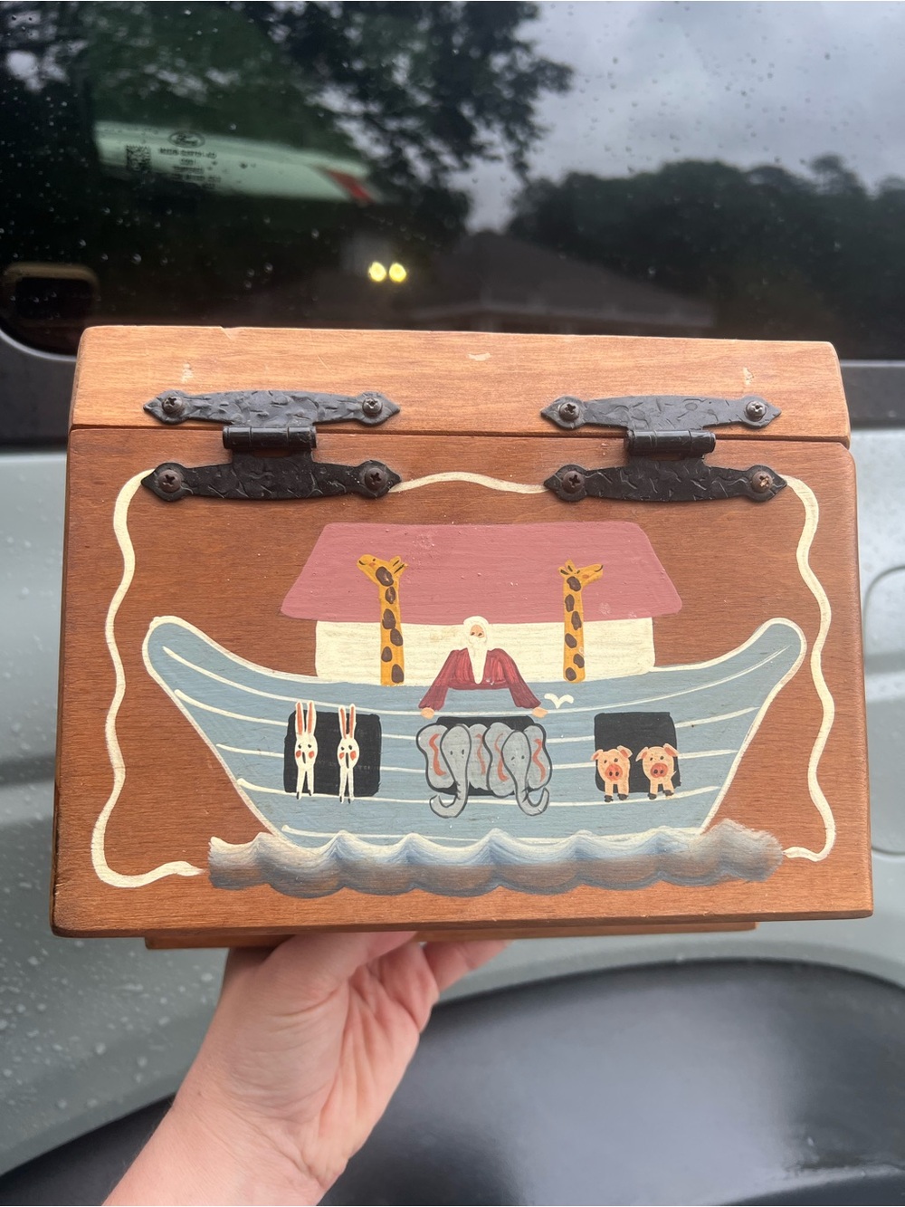 Hand-Painted Wooden Noah's Ark Box